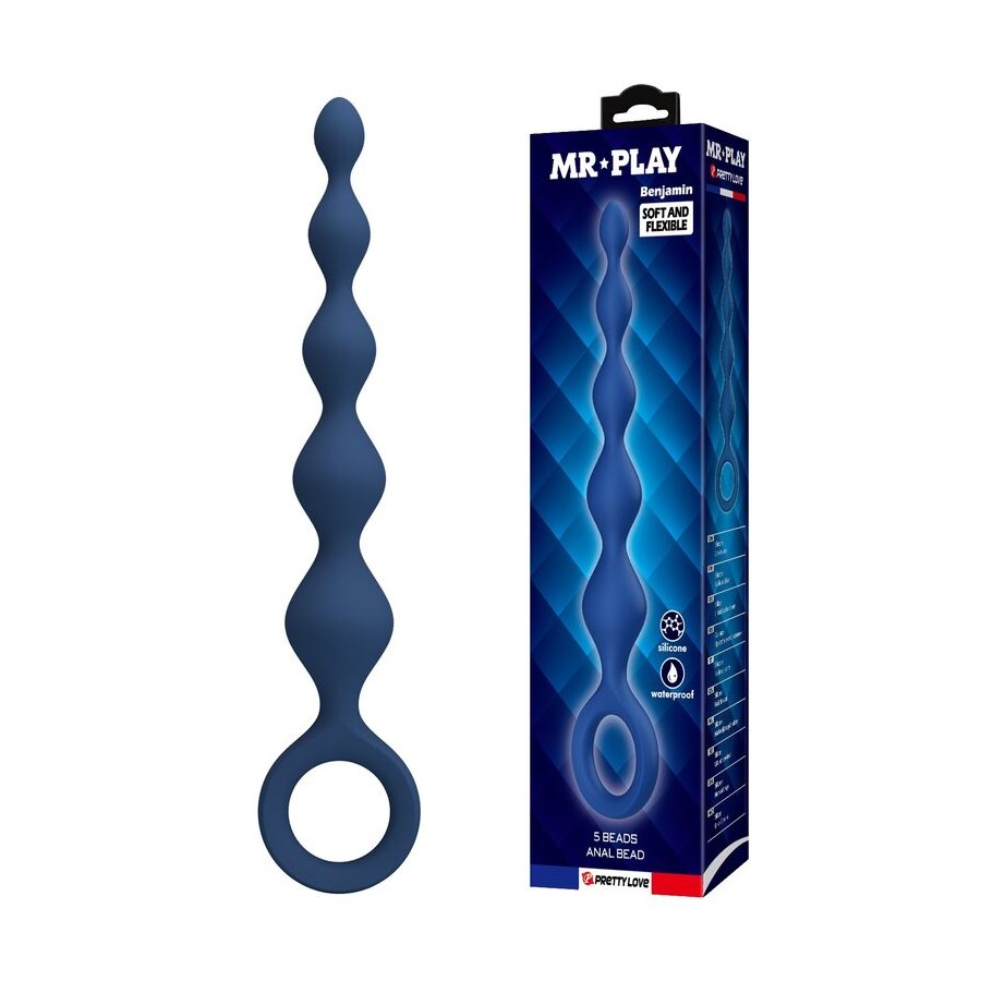 MR PLAY - PERLE ANAL IN SILICONE BLU E PLUG ANAL 20,4 CM